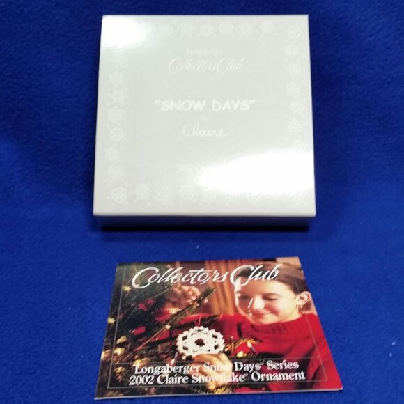 Longaberger Snow Days 2002 Claire Snowflake Ornament Collector's Club In Box - Picture 5 of 10